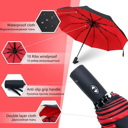 Automatic Windproof Double-Layer Large Umbrella – 10K Strong Frame, Luxury Business Umbrella for Men & Women