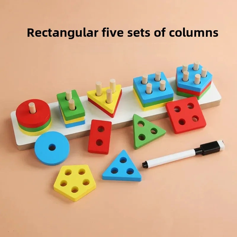 Educational Rainbow Tower Four Column Shape Twist Baby Toy