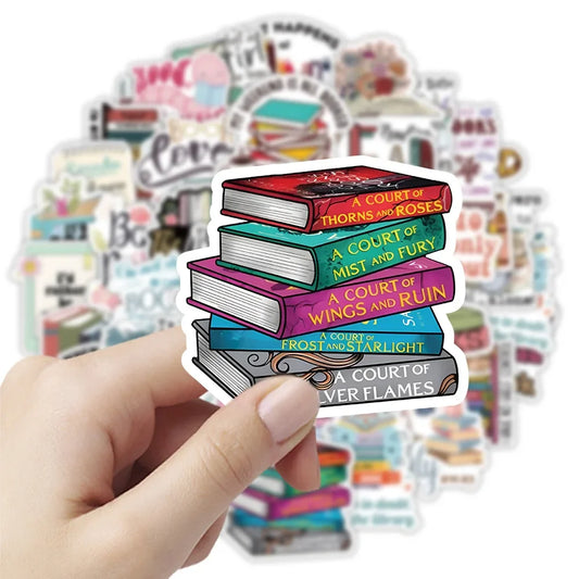 50pcs Cartoon Bookworm Reading Stickers – Decals for Notebooks, Laptops, Skateboards, and More