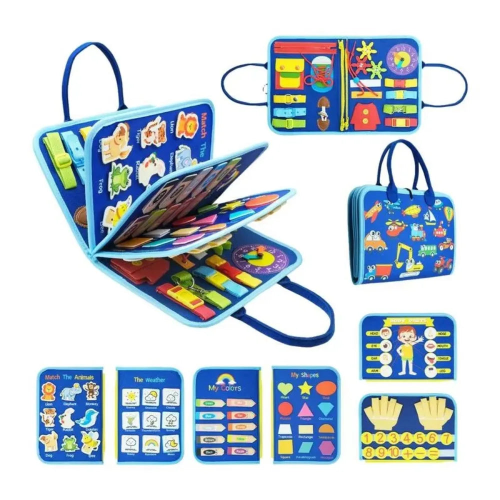 Number Creative Felt Busy Board – Cute Cartoon DIY 3D Quiet Activity Cloth Book with Handle, Portable Fine Motor Skills Toy for Babies