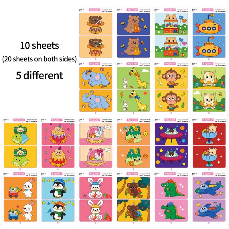 Find the Difference Game Cards Attention Training Set Reusable Educational Activity for Kids Puzzle Gift