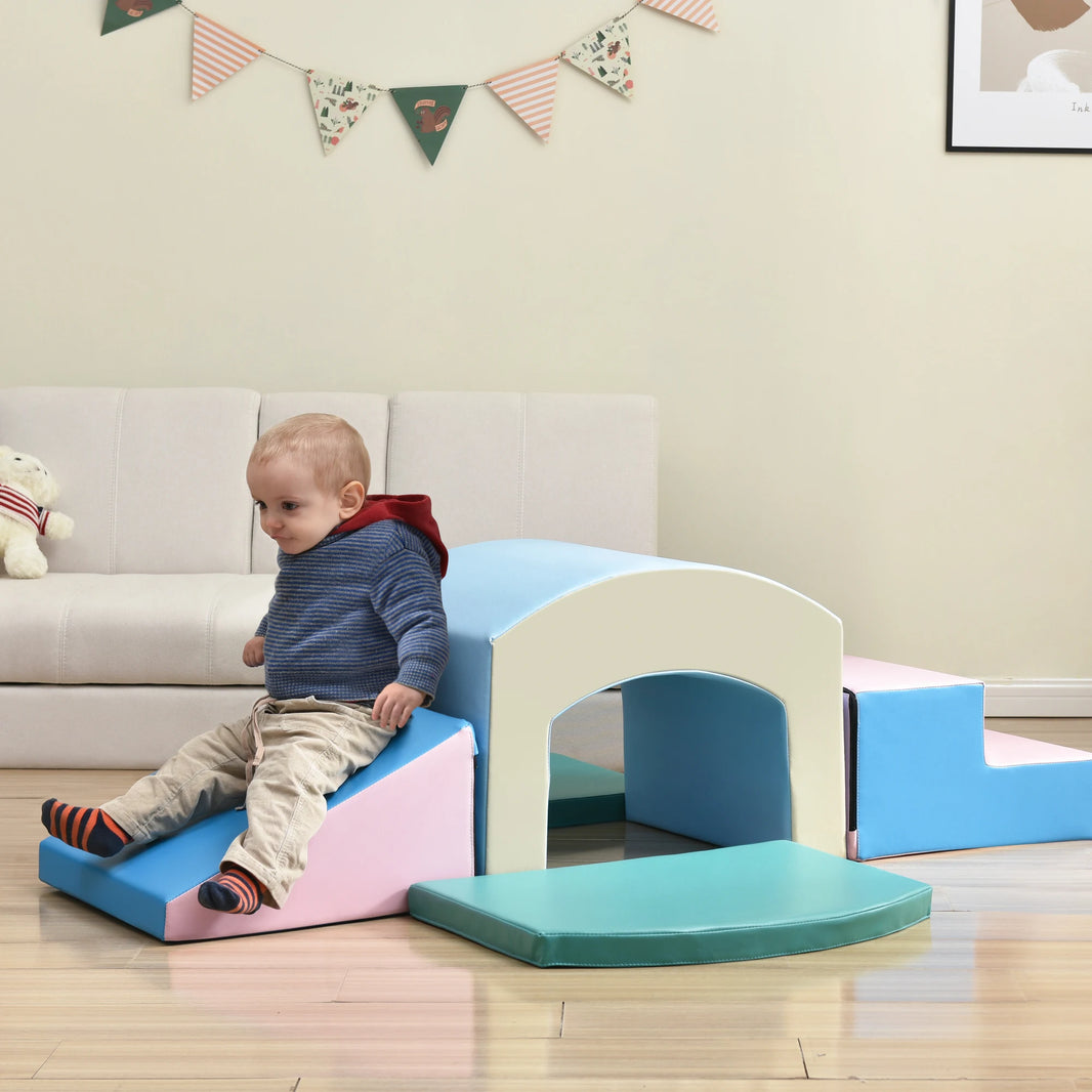 Soft Foam Playset for Toddlers – Indoor Climbing, Crawling, Sliding Blocks, Active Playset for Preschool Kids