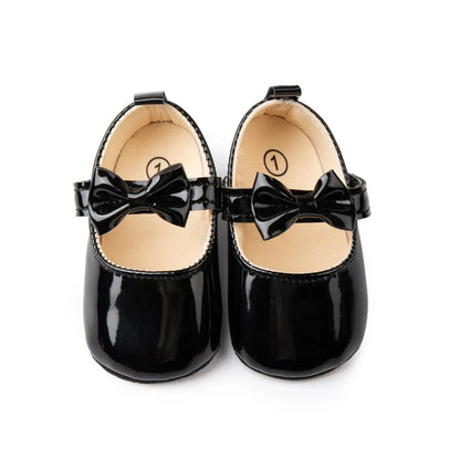 Meckior Baby Girls Shoes Bowknot Princess Dress Shoes PU Anti-Slip Soft Sole Infant First Walkers Newborn Crib Baby Shoes
