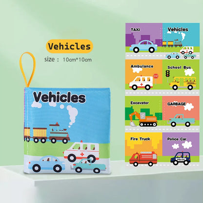 Visual Stimulus Cloth Book - Montessori Early Educational Toy, Cartoon Activity Fabric Book for Toddlers, Kids Gift for Babies