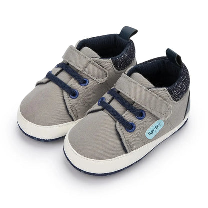 Meckior Baby Casual Canvas Sneakers – High Top Sports Shoes for Boys & Girls, Anti-Slip Soft Sole First Walkers Crib Shoes
