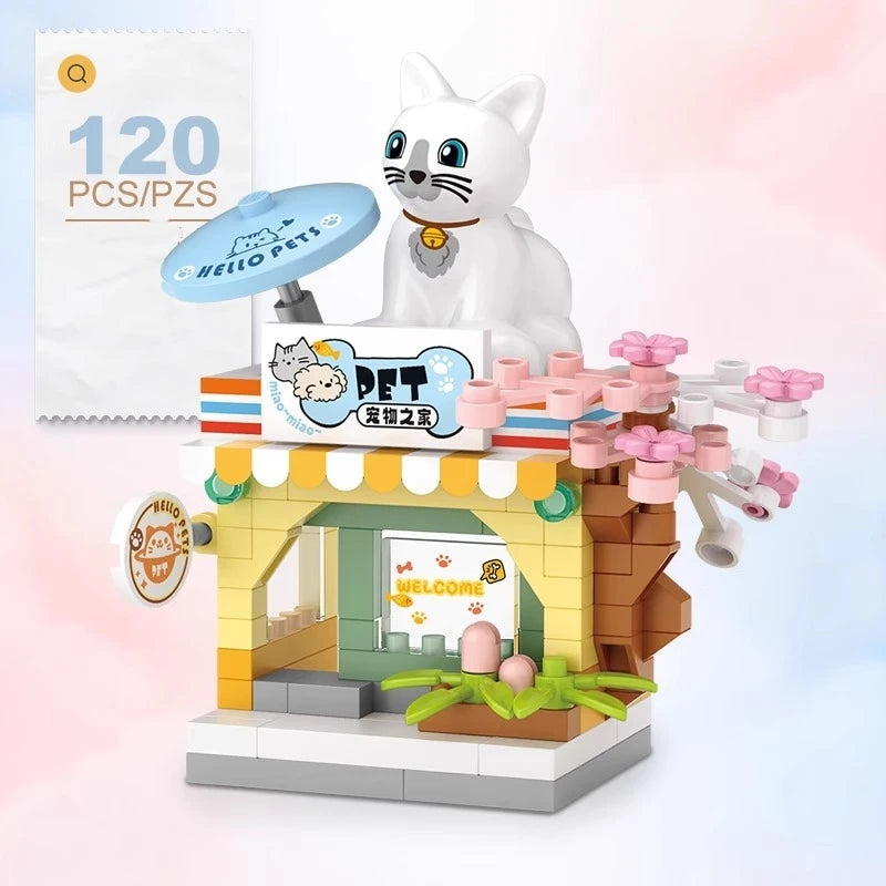 Street View Restaurant and Dessert Coffee Shop Building Blocks – Food House Model Toy for Kids