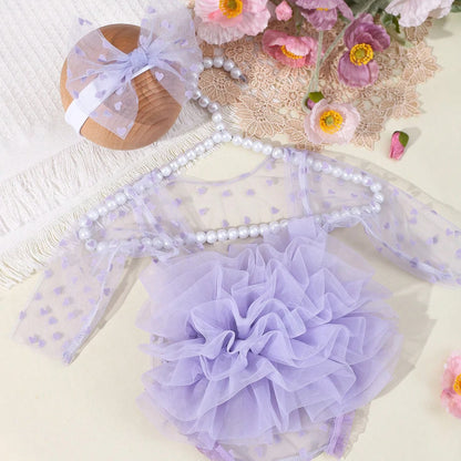 Ylsteed Pink Polka Dot Newborn Photography Romper with Bow Headband – Baby Girl Photoshoot Outfits for 1 Month Infant Picture Props