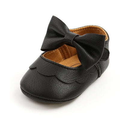 Meckior Baby Girl Shoes – Leather Rubber Sole Anti-Slip Toddler First Walkers, Newborn Infant Crib Shoes