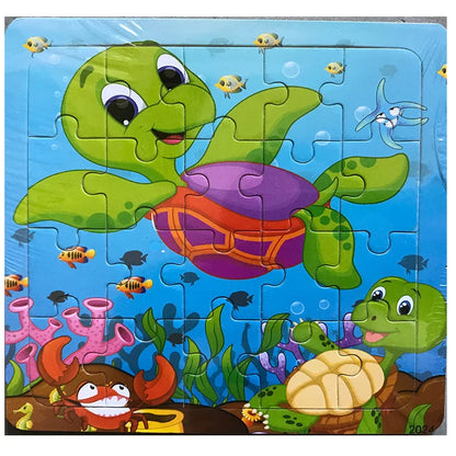 New 20 Piece Wooden 3D Puzzle, Cartoon Animal & Vehicle Jigsaw, Montessori Educational Toy for Kids, Baby 1-3 Years