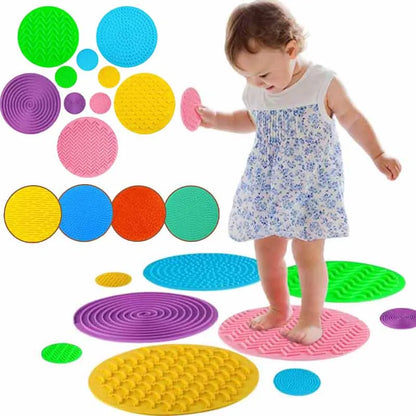 Silicone Sensory Mat Set - 4-Pack Multi-Texture Tactile Fidget Pads, 25 cm (9.8 in) Quiet Montessori Sensory Toy for Kids, Autism & ADHD Therapy