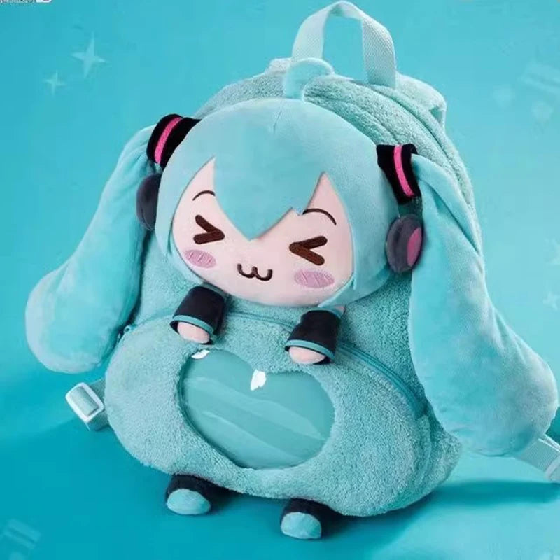 Hatsune Miku Embroidered Anime Plush Backpack – Sweet Cute Large Capacity Soft Storage Bag for Girls