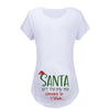 Christmas Women's Maternity T-shirt Santa Baby Printed Pregnant Women T-shirt Pregnancy Casual Short Sleeve White Clothes