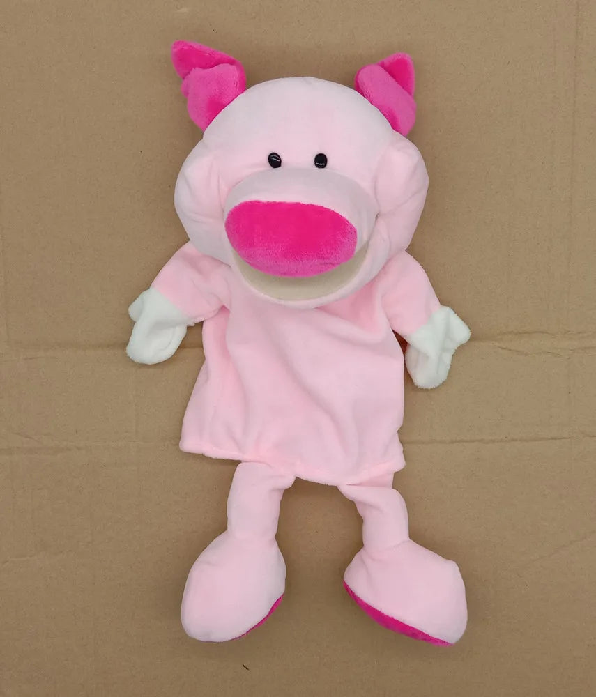 35cm Cartoon Animal Hand Puppets, Lion Elephant Pig Parent-Child Game Toys for Kids