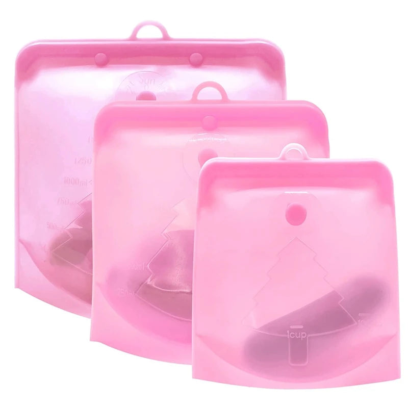 PULISI Silicone Reusable Food Storage Bag – 1500ml/50oz Leakproof Freezer Bag, Fresh-Keeping Snack & Food Storage Bag