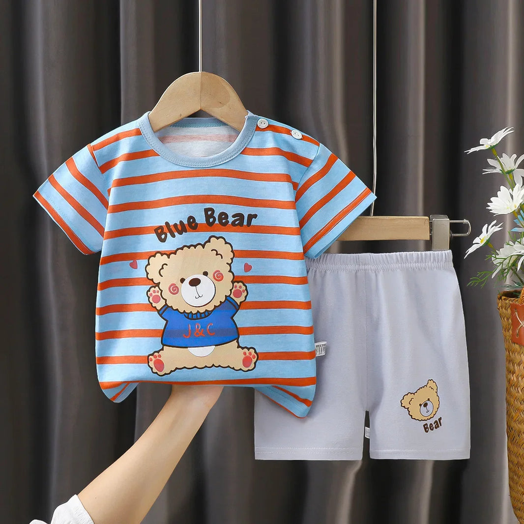 Summer Baby Clothes Set – Casual Baby Boy Clothing Set with T-shirt & Shorts – Kids Unisex Short Sleeve Sports Outfit – Infant Baby Girl Clothes