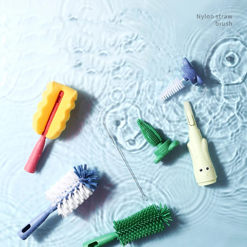 Pacifier Bottle Brush Set, Baby Cleaning Set, Silicone Cup Brush Cleaning Tool, Soft Head Food Grade Brushes, Baby Bottle Brush