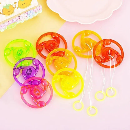 6-Pack LED Light-Up Hand-Pulled Flywheel Toys — Multicolor Party Favors & Pinata Fillers for Kids