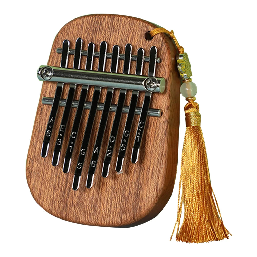 8-Key Small Wooden Kalimba Mini Thumb Piano with Tuning Hammer Retro Finger Piano Gift for Kids Beginners