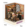Mini DIY Wooden Dollhouse Kit 11.5 x 9 x 9 cm (4.5 x 3.5 x 3.5 in) - 3D Miniature House with Furniture & Dust Cover, Assembly Model Gift for Teens & Adults
