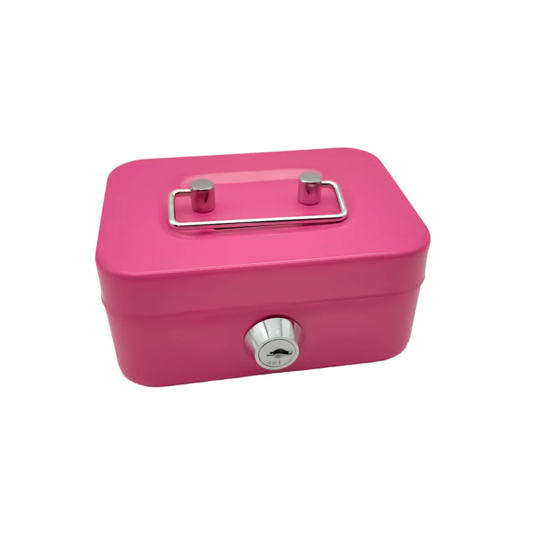 Metal Cash Box with Key Lock Secure Coin Storage Piggy Bank for Office and Home with Handle