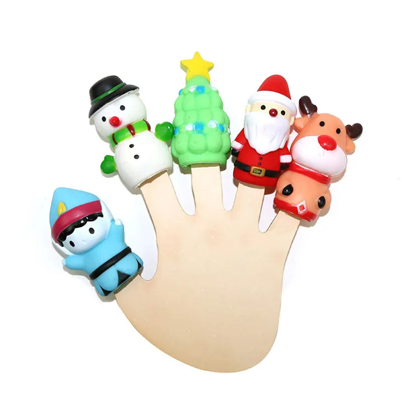 5PCS Kids Animal Finger Puppet Set, Lion Elephant Bear Mini Hand Puppets Educational Toy