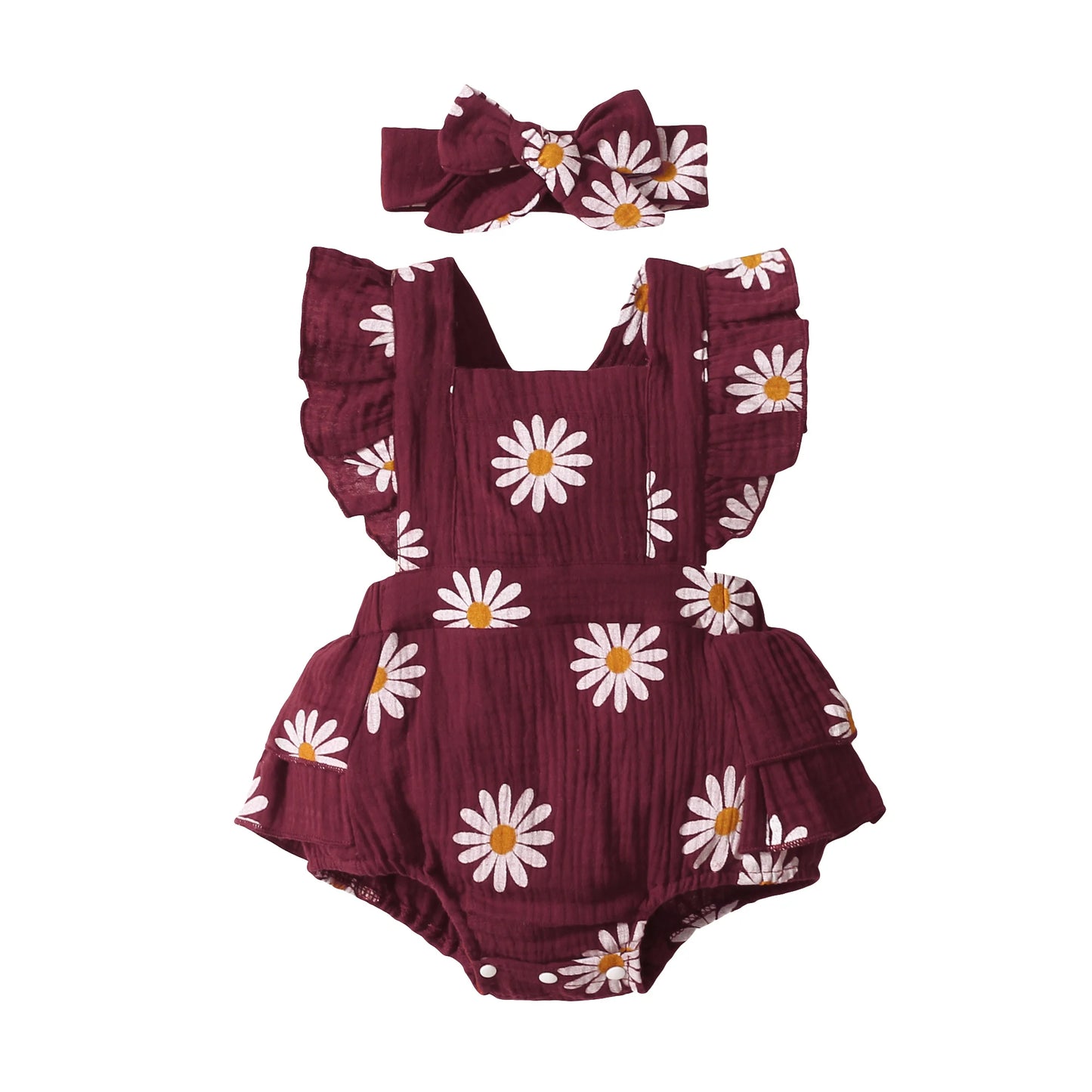 Summer Baby Girl Romper – Sunflower Print Sleeveless One-Piece Jumpsuit (0-18 Months)