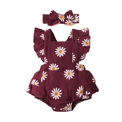 Summer Baby Girl Romper – Sunflower Print Sleeveless One-Piece Jumpsuit (0-18 Months)