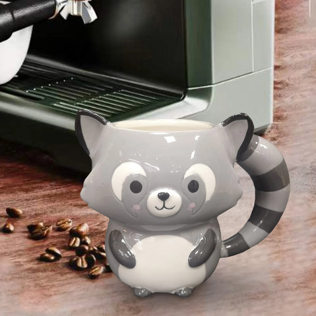 Kids Ceramic Animal Mug with Handle – Heat-Resistant 400–500ml (13.5–16.9 fl oz) Cartoon Bear & Panda Milk Cup