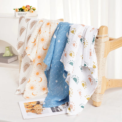 Elinfant 4-Piece Set – Soft Muslin Baby Burp Cloths & Drool Bibs, 60x60cm Comfortable Baby Scarf Blanket - Kidzy Market