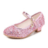 Girls Glitter Crystal High Heel Sandals – Princess Buckle Dance & Party Shoes