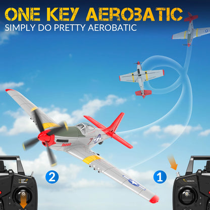 P51D RC Airplane One-Key Aerobatic 2-Ch 4-Ch RTF Mustang with Xpilot Stabilization