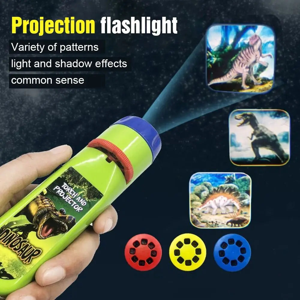 Kids Dinosaur Projection Flashlight Night Light - Educational Bedtime Star Sky Projector (5.12 in / 13 cm)