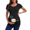 Maternity Top Women's Summer Pregnant Short Sleeve Fun Printed Casual Pregnancy Clothes, Daily Wear Elastic Cotton Tops for Women