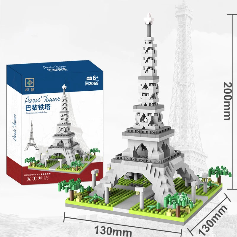 Paris Tower Street View Mini Diamond Building Blocks – Small Particle Assembly Decoration Toy