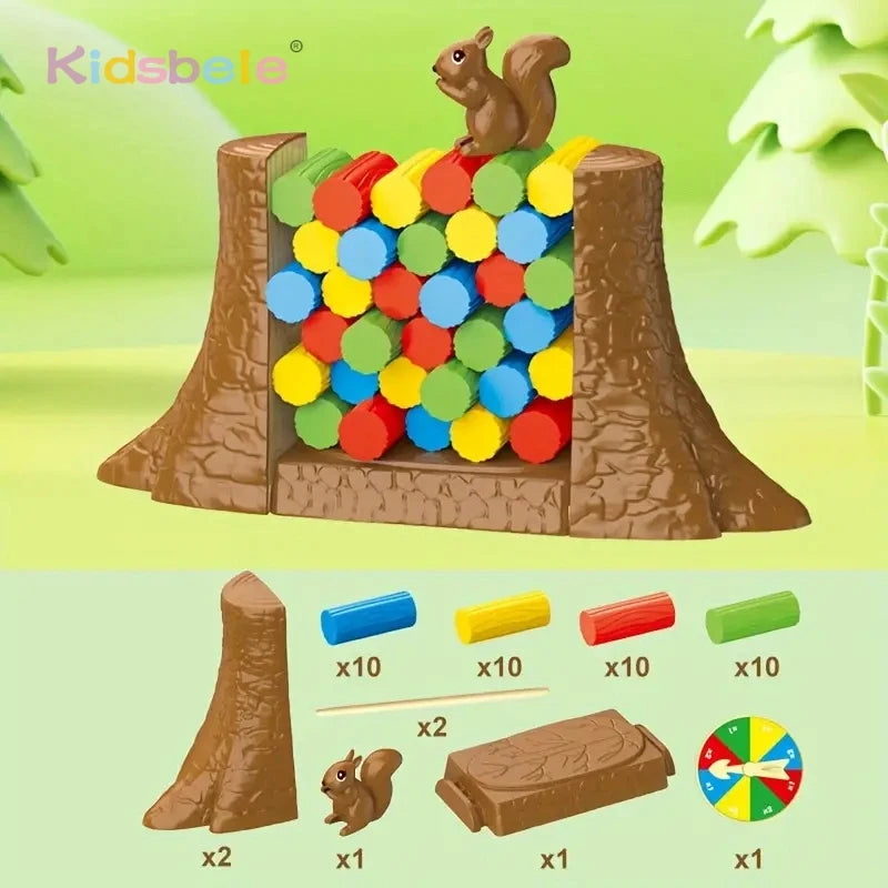Kids Balance Tower Board Game – Stacking Blocks Puzzle Toy, Save the Collapsing Squirrel for Toddlers, Family Christmas Gift