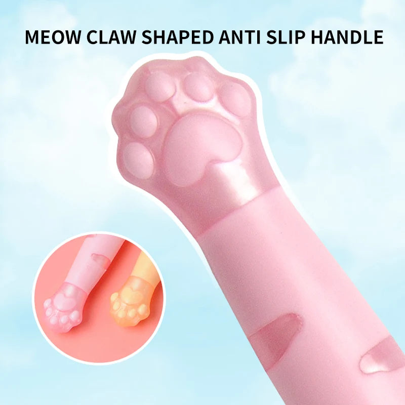 Children Toothbrushes for 2-6 Years Old Soft Bristles Deep Clean Blind Areas Gum-Friendly Cat Paw Anti-Slip Independent Pack