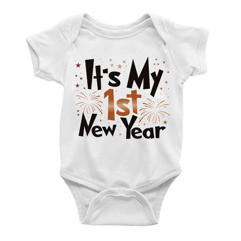 Happy New Year “It’s My 1st New Year” Newborn Baby Clothes – Letter Printed Infant Onesie, Casual Toddler Jumpsuit for Girls & Boys