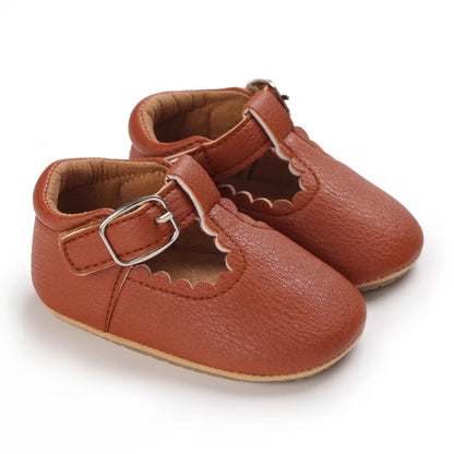 Baby Shoes Classic Stripe Leather – Multicolor Boy & Girl Shoes, Anti-Slip Rubber Sole First Walkers Infant Moccasins