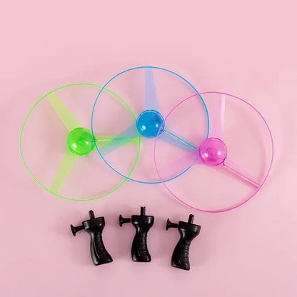 Glowing UFO Flying Saucer Toy with 5 LEDs — Pull-String Flying Disc for Kids & Outdoor Glow Parties