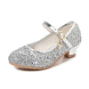 Girls Glitter Crystal High Heel Sandals – Princess Buckle Dance & Party Shoes