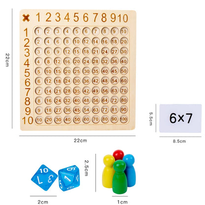 Wooden 99 Multiplication Board Game for Kids – Montessori Math Learning Toy, 100 Grid Counting Board