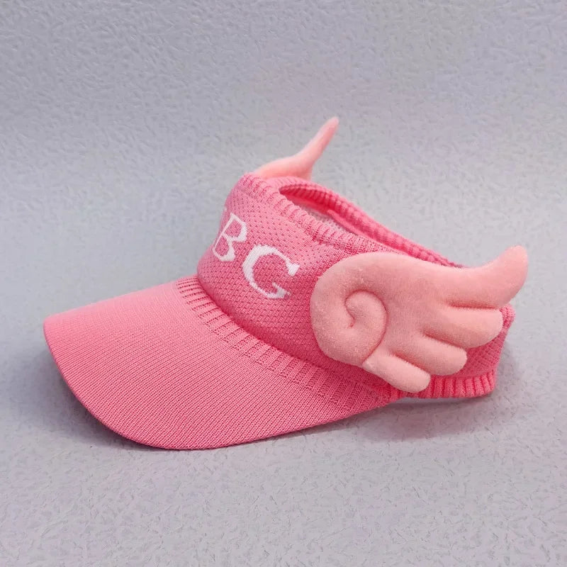 Kids Bunny Ear Sun Hat - Adjustable Rabbit Wings Visor, Cotton-Blend Sun Hat for Boys & Girls (Ages 3-12)