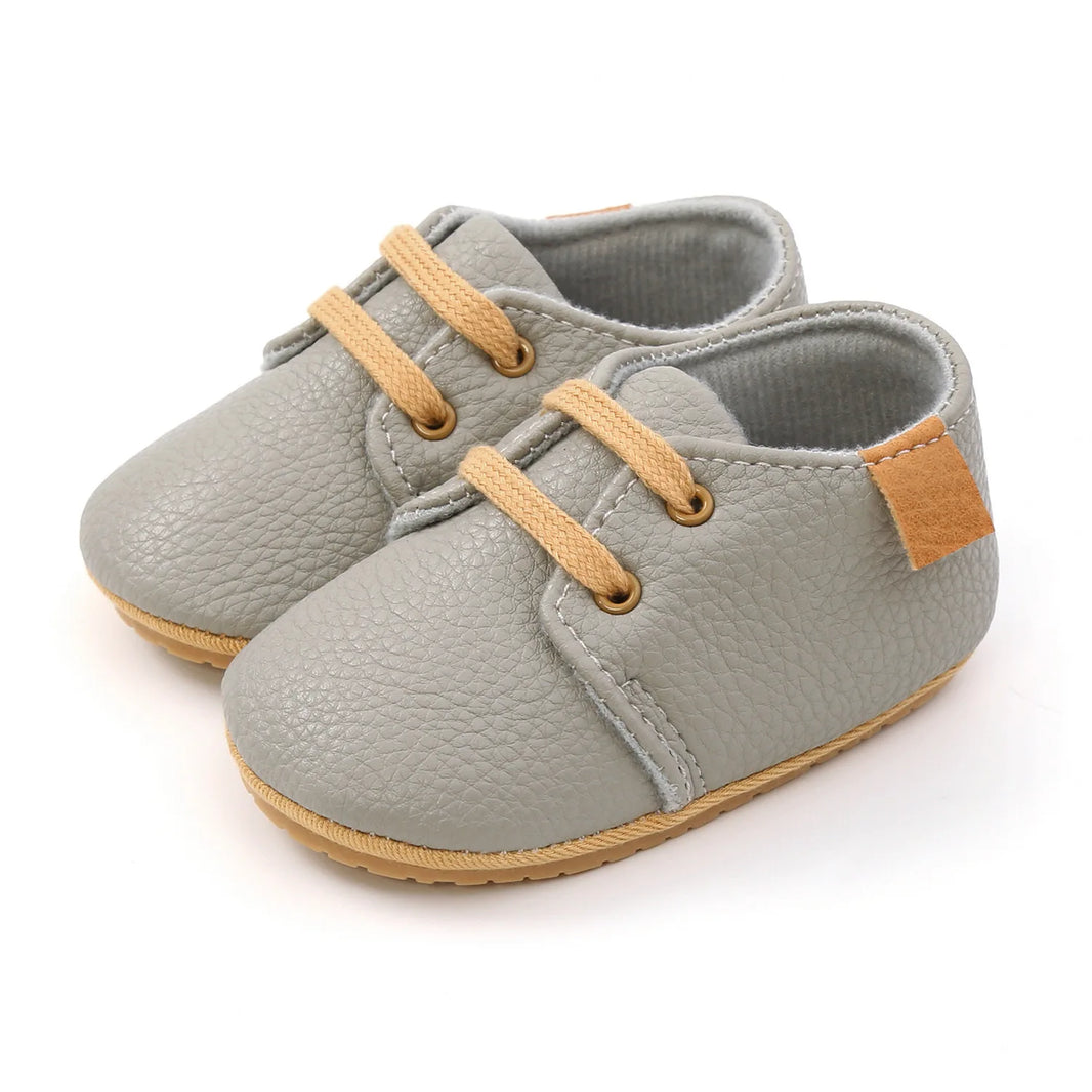 Meckior Baby Shoes Retro Leather Boy Girl Multicolor Toddler Rubber Sole Anti-Slip First Walkers Infant Shoes