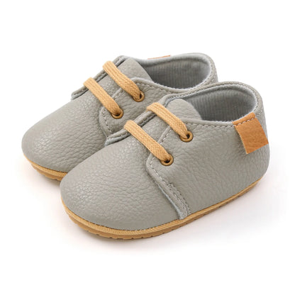 Meckior Baby Shoes Retro Leather Boy Girl Multicolor Toddler Rubber Sole Anti-Slip First Walkers Infant Shoes