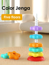 Montessori Rotating Rainbow Tower – Baby Stacking Puzzle Toy, Colored, Safe and Eco-Friendly