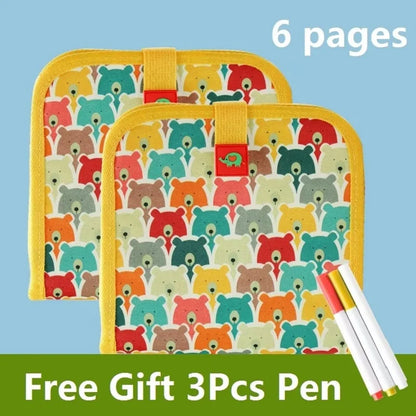 Children’s Magic Blackboard – Educational Drawing Toy with 6-Sided Erasable Boards, Water Wipe Surface, and 3 Chalk Pens Coloring Book for Kids
