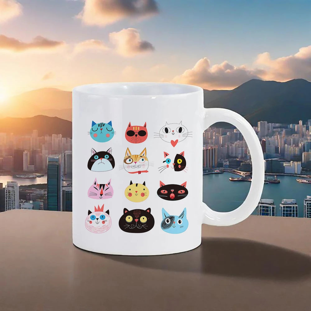 Cute Animal Ceramic Mug 11 oz (320 ml) — Kids Breakfast Cup with Panda, Lion & Koala Designs