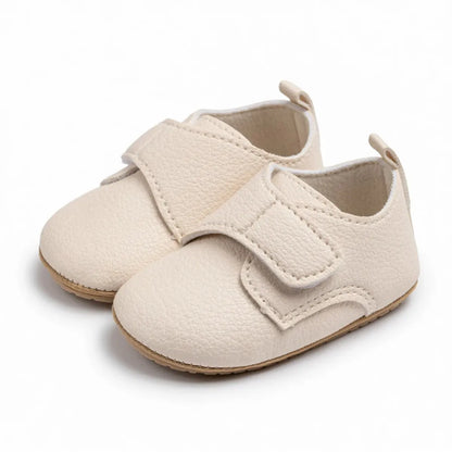Meckior Baby Boys Girls Shoes Rubber Sole Anti-Slip Classic PU Leather Toddler First Walking Flat Lazy Infants Crib Shoes