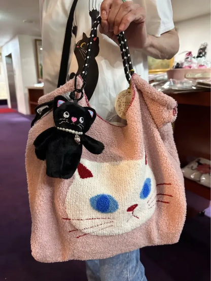 15cm Kawaii Pink Cat Plush Keychain, Animal Doll Pendant for Car and Bag Decoration