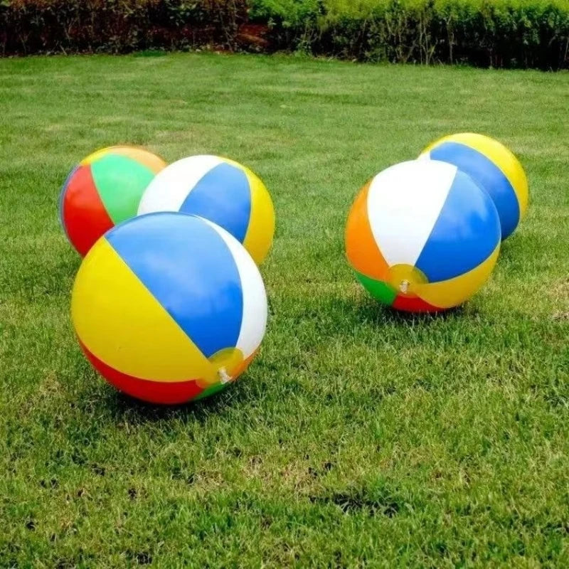 3-Piece Rainbow Color Inflatable Beach Ball Set PVC for Pool Party and Summer Water Play
